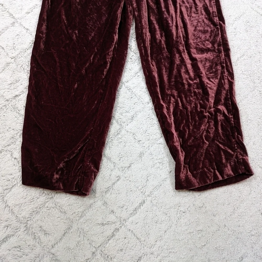 Madewell Pants Women's S Red Velvet Tapered Pleat Pull-On Relaxed High-Rise